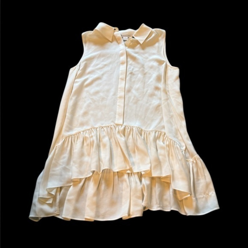 Cream Diane von Furstenberg 100% Silk Sleeveless Ruffle Hem Blouse – Size M